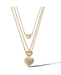 Jessica Simpson Triple Layered Gold-Tone Heart Pendant Necklace