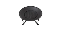 Slickblue 30-inch Round Steel Outdoor Fire Pit with Mesh Cover and Poker