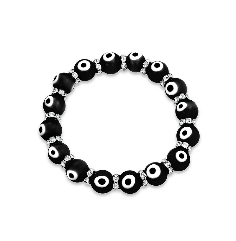 Bling Jewelry Colorful Turkish Glass Bead Evil Eye Stretch Bracelet with Crystal Spacers