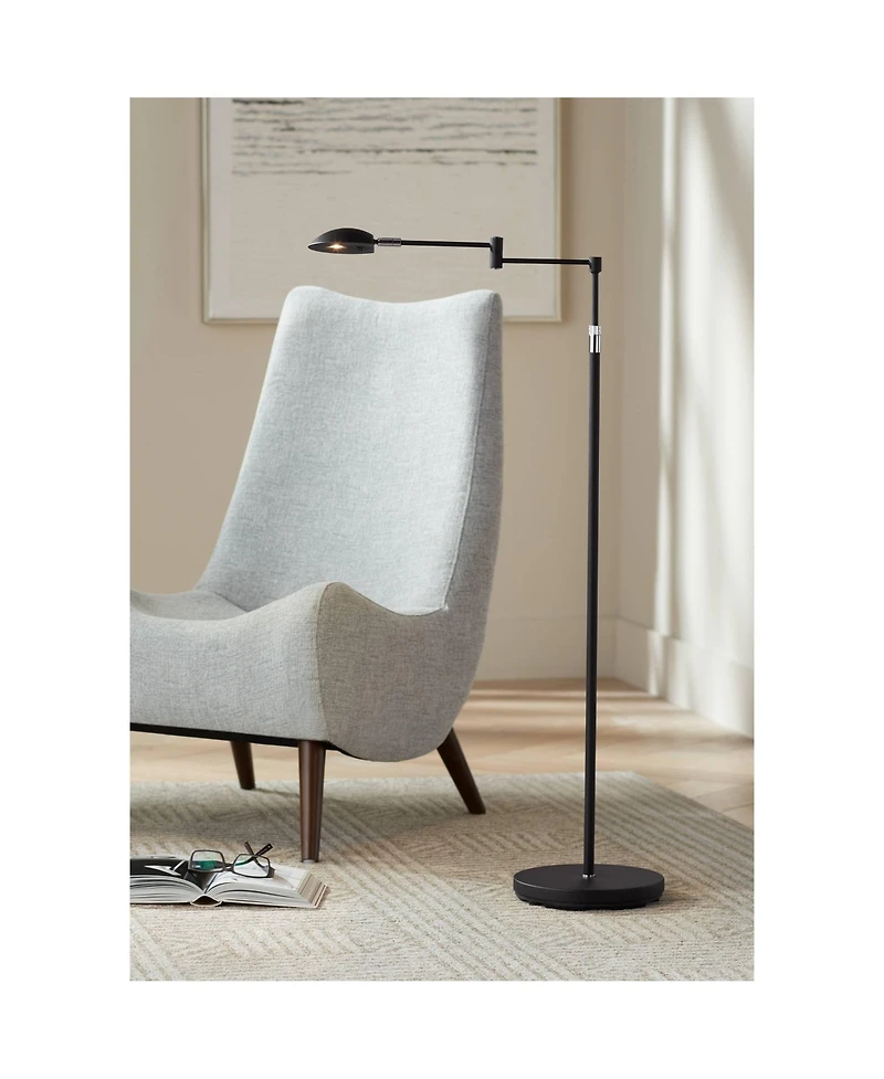 360 Lighting Sparta Modern 49 1/2" Tall Standing Floor Lamp Skinny Swing Arm Pharmacy Led Adjustable Black Metal Living Room
