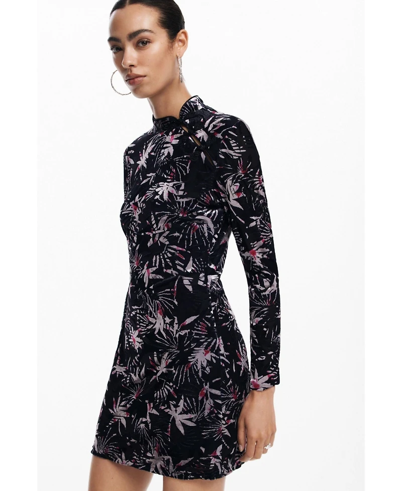 Desigual Women's Kimono neck leaf dress