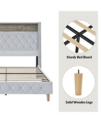 Hulala Home Dimas Modern 81.5" Bed with Storage Compartments