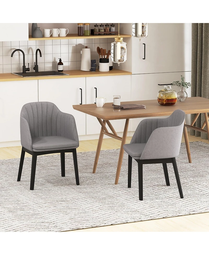 Gymax 2PCS Modern Dining Chairs Upholstered Velvet Accent Chairs w/ Curved Backrests