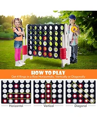 Gymax Giant 4 in A Row Jumbo 4-to-Score Game Set Kids Adults w/ 42 Jumbo Rings