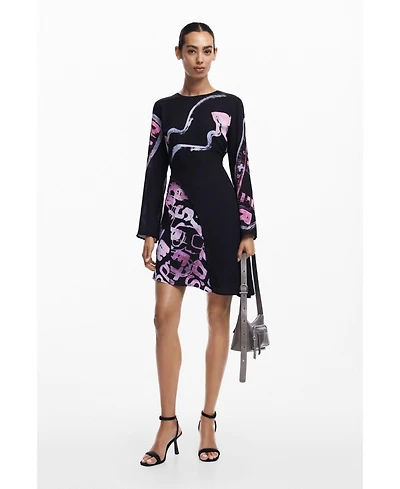 Desigual Women's Asymmetric short dress with letters