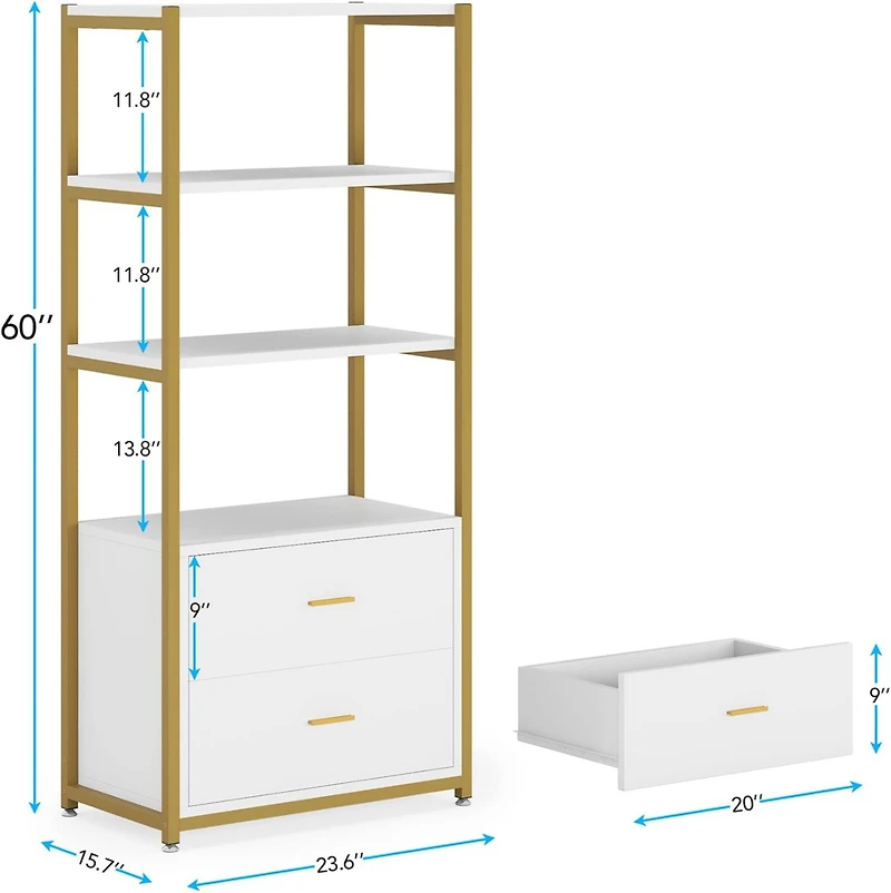 Tribesigns Storage Cabinet, 50" Black Accent Cabinet with 2 Doors and 4 Drawers, Classic Wood Sideboard Buffet Cabinet with Storage, Large Credenza fo