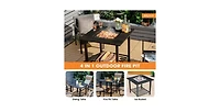 Slickblue 4 in 1 Square Fire Pit, Grill Cooking Bbq Grate, Ice Bucket, Dining Table