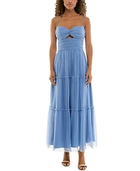 B Darlin Juniors' Sweetheart-Neck Glitter Tiered Dress