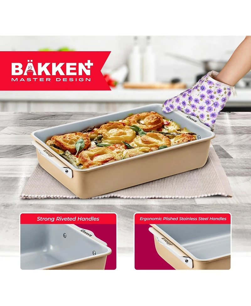Bakken 8-Piece Stackable Bakeware Set - Ceramic Non-Stick Coating, Baking Sheets, Assorted Baking Pans, Ptfe, Pfoa & Pfos Free
