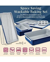 Bakken 8-Piece Stackable Bakeware Set - Ceramic Non-Stick Coating, Baking Sheets, Assorted Baking Pans, Ptfe, Pfoa & Pfos Free