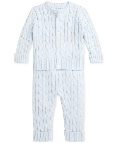 Polo Ralph Lauren Baby Boys Cotton Cable-Knit Cardigan & Pants Set