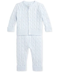 Polo Ralph Lauren Baby Boys Cotton Cable-Knit Cardigan & Pants Set