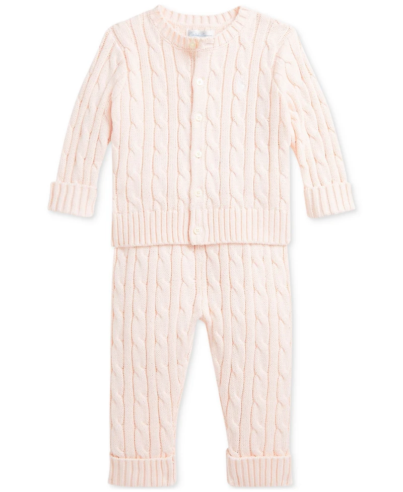 Polo Ralph Lauren Baby Boys Cotton Cable-Knit Cardigan & Pants Set