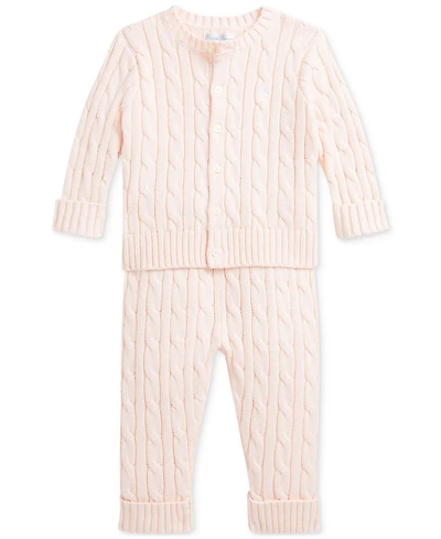 Polo Ralph Lauren Baby Boys Cotton Cable-Knit Cardigan & Pants Set