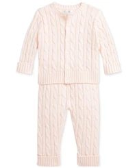 Polo Ralph Lauren Baby Boys Cotton Cable-Knit Cardigan & Pants Set