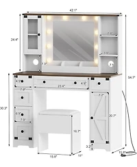 gaomon Makeup Vanity Desk, Vanity Table with Mirror and Lights, Dressing Table
