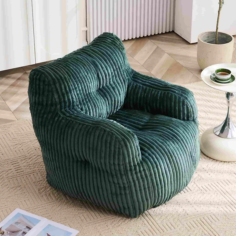 Soft Corduroy Bean Bag Chair with Memory Foam Filling for Living Room-The Pop Home