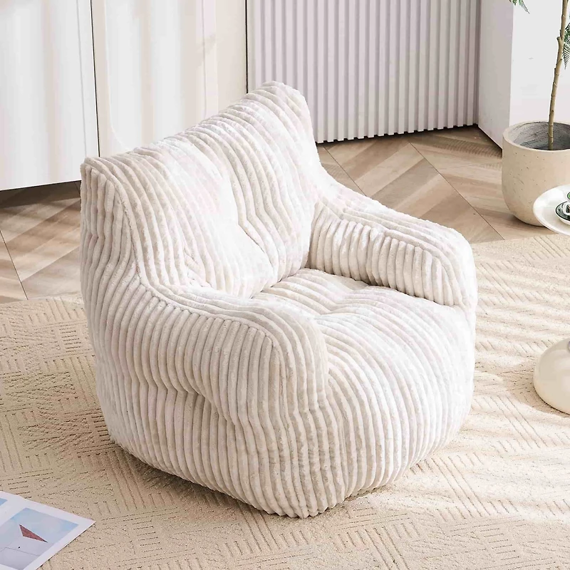 The Pop Home Soft Corduroy Bean Bag Chair with Memory Foam Filling for Living Room-The