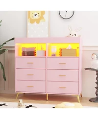 gaomon Dresser for Bedroom with Drawers, Baby Changing Table Pad, 2 Open Storage Shelves, Diaper Station w