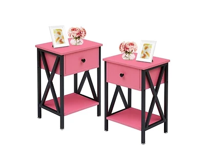 Slickblue Set of 2 - 1-Drawer Nightstand Bedside Table