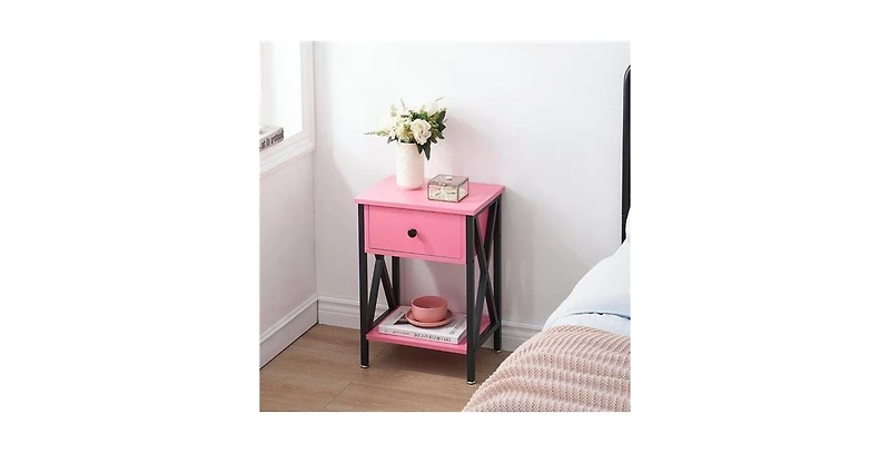 Slickblue Set of 2 - 1-Drawer Nightstand Bedside Table