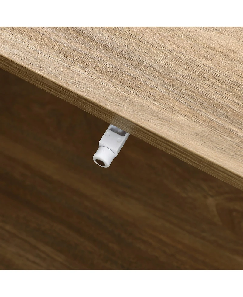 LuxenHome Mid-Century Modern Wave 1-Drawer Coffee Table with Storage and Metal Legs