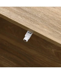 LuxenHome Mid-Century Modern Wave 1-Drawer Coffee Table with Storage and Metal Legs