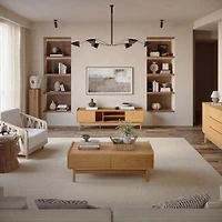 LuxenHome Summer Oak Engineered Wood Coffee Table with Storage