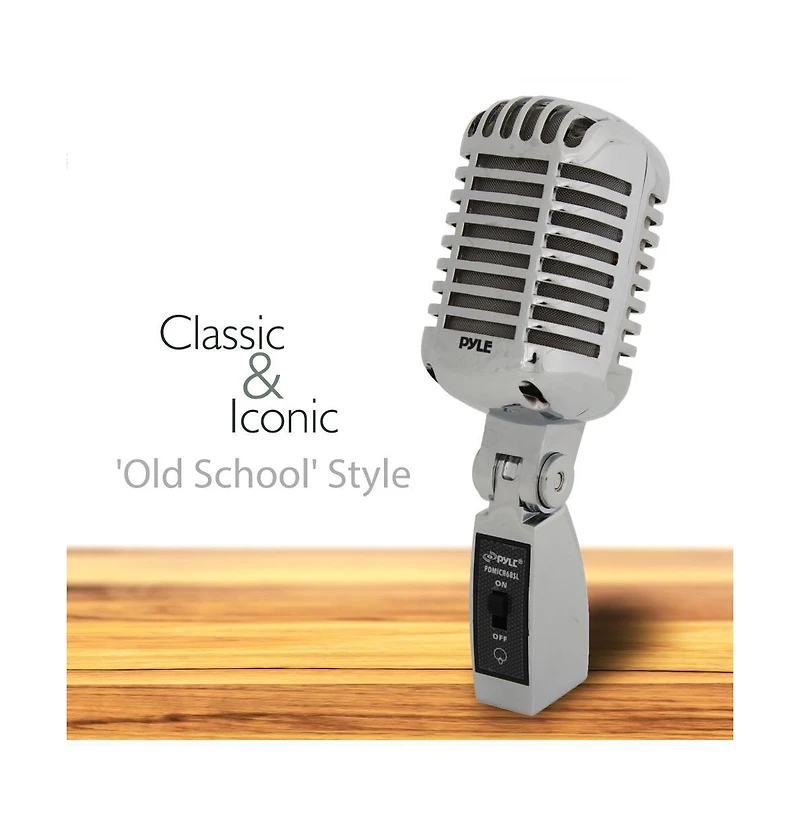 Pyle Classic Retro Dynamic Vocal Microphone, Vintage Style with 16' Xlr Cable (Silver)