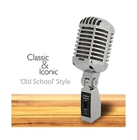 Pyle Classic Retro Dynamic Vocal Microphone, Vintage Style with 16' Xlr Cable (Silver)