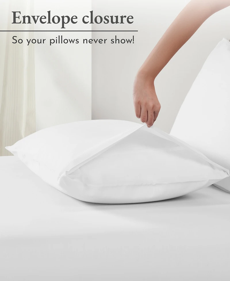 Queen Size Pillowcases - 100% Cotton, Set of 2 Soft & Cooling Sateen Weave Cases, Perfect Fit for Queen Size Pillows by California Design Den