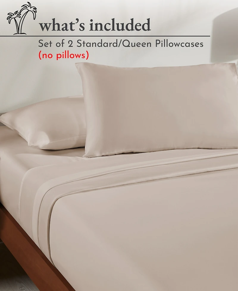 Queen Pillowcases - 100% Cotton, Set of 2 Soft & Cooling Sateen Weave Cases, Perfect Fit for Pillows by California Design Den