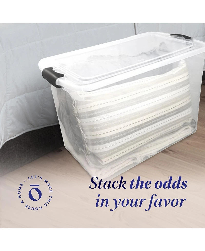 Homz 112 Quart Latching Plastic Storage Container, Extra Large, Clear (2 Pack)