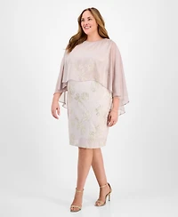 Sl Fashions Plus Metallic Cape A-Line Dress