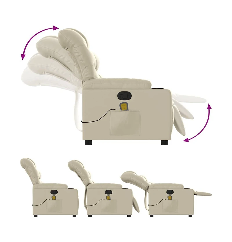 vidaXL Massage Recliner Chair Cream Faux Leather