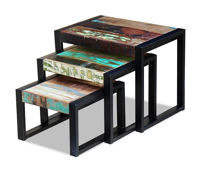 Three Piece Nesting Tables Solid Reclaimed Wood