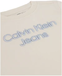 Calvin Klein Toddler and Little Boys Short Sleeve Logo Tee Printed Twill Shorts, 2-Piece Set