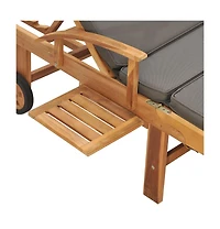 vidaXL Sun Lounger with Cushion Solid Teak Wood Dark Gray
