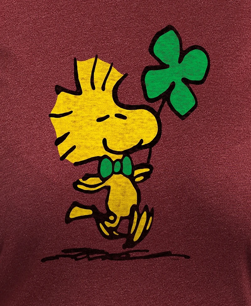 Hybrid Apparel Plus Peanuts Woodstock St. Patrick's Day Clover Graphic Crew Neck Top
