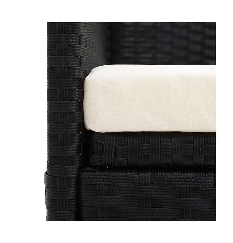 vidaXL Patio Bed with Cushion & Pillows Poly Rattan Black