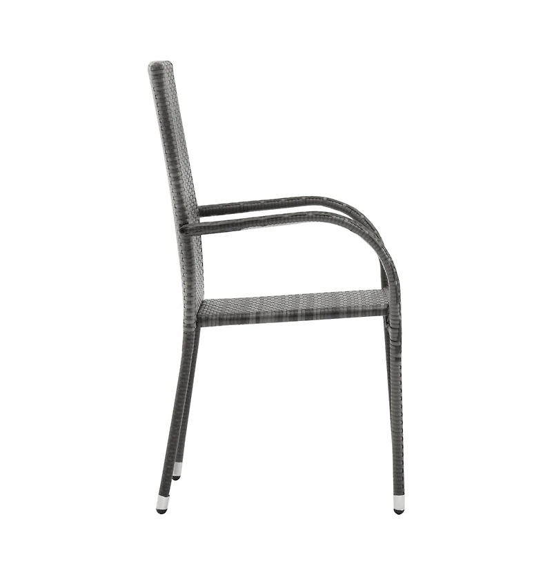 Stackable Patio Chairs 6 pcs Gray Poly Rattan