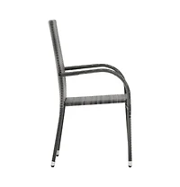 Stackable Patio Chairs 6 pcs Gray Poly Rattan