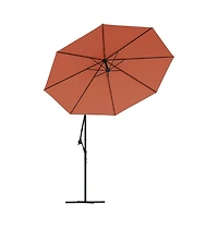 Cantilever Garden Parasol with Led Lights and Steel Pole Terracotta