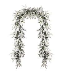 Seasonal 9ft Royal Oaks Flocked Fir Garland, 60 Warm Led Lights