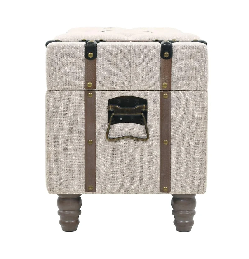 Storage Benches 3 pcs Cream Solid Wood Fir&Fabric