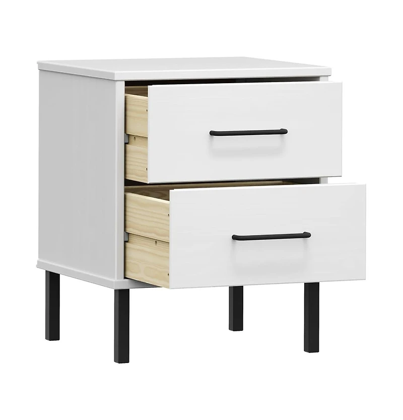 Bedside Cabinet White Solid pine wood Compact Bedside Cabinet