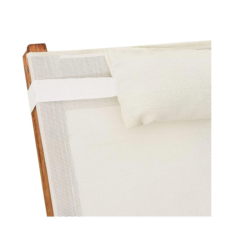 vidaXL Sun Lounger with Pillow White Textilene and Solid Wood Poplar