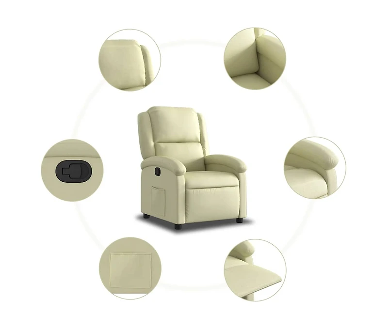 Recliner Chair Cream Real Leather