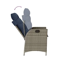 vidaXL Reclining Patio Chair with Cushions Gray Poly Rattan