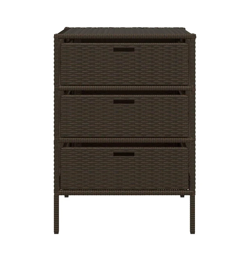 vidaXL Patio Storage Cabinet Brown 21.7"x23.2"x31.5" Poly Rattan